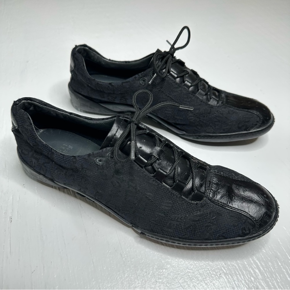Stuart Weitzman Womens Fashion Sneakers Size 6.5 Black Lace Up Logo Shoes